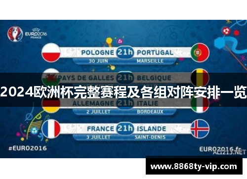 2024欧洲杯完整赛程及各组对阵安排一览